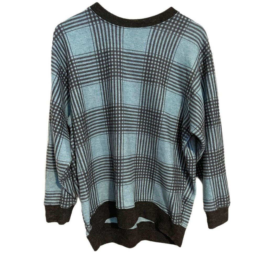 Nally & Millie soft plaid blue-green sweater